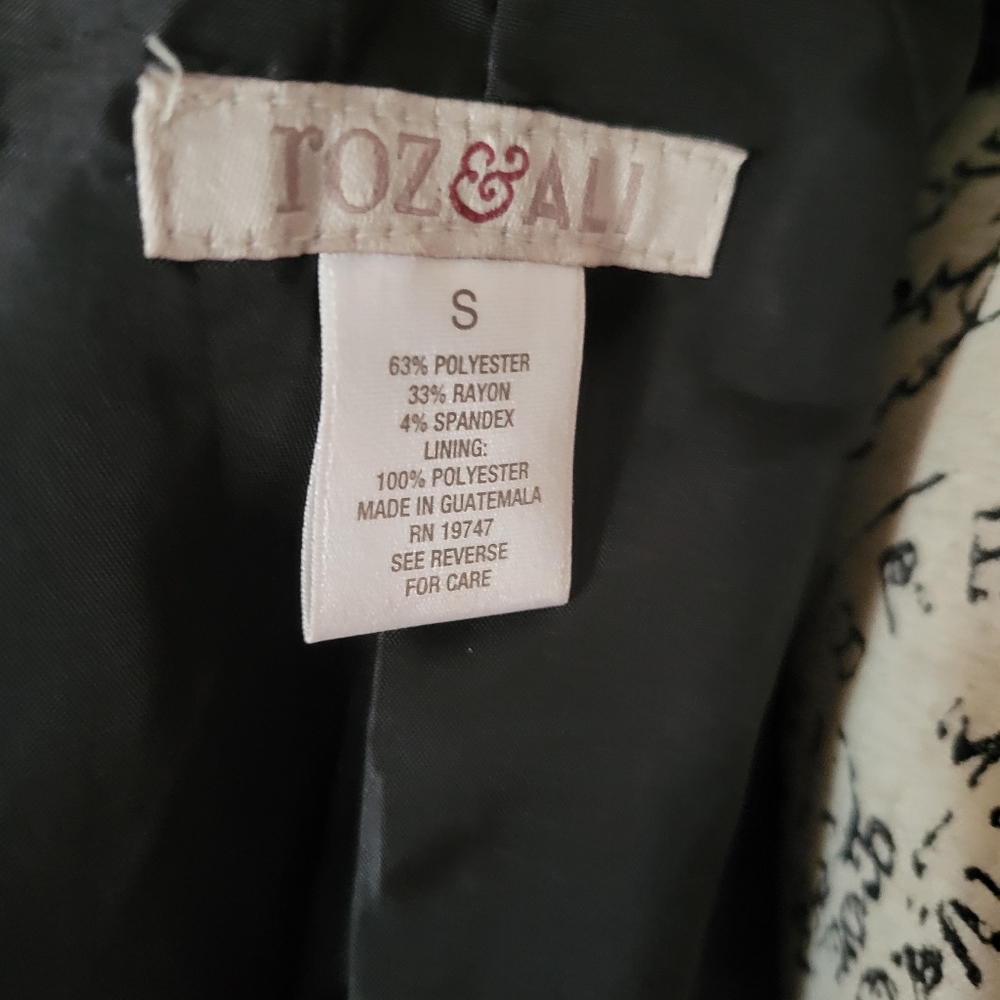 Roz & ali black small blazer padded shoulder cardigan work proffessional - Picture 2 of 2